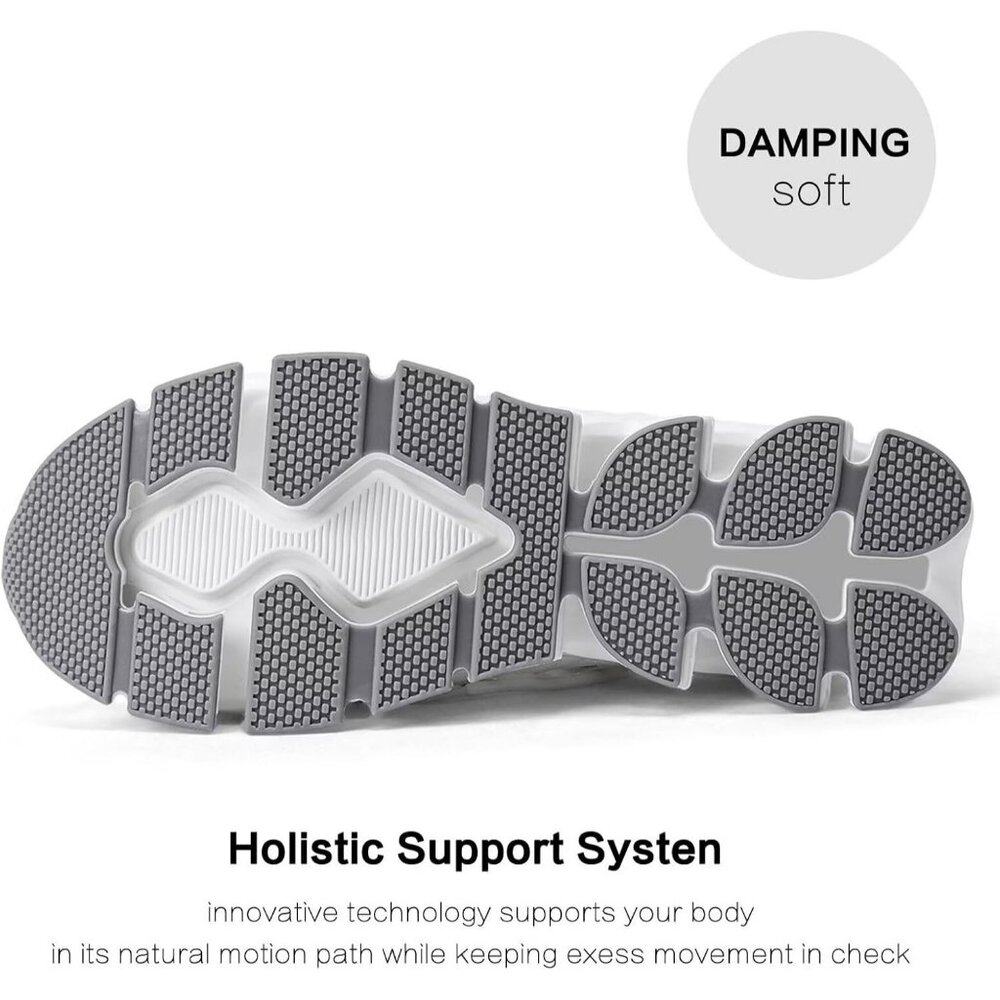 Men's White Non Slip Lightweight Workout Breathable Mesh Fashion Sneakers - Picture 6 of 7